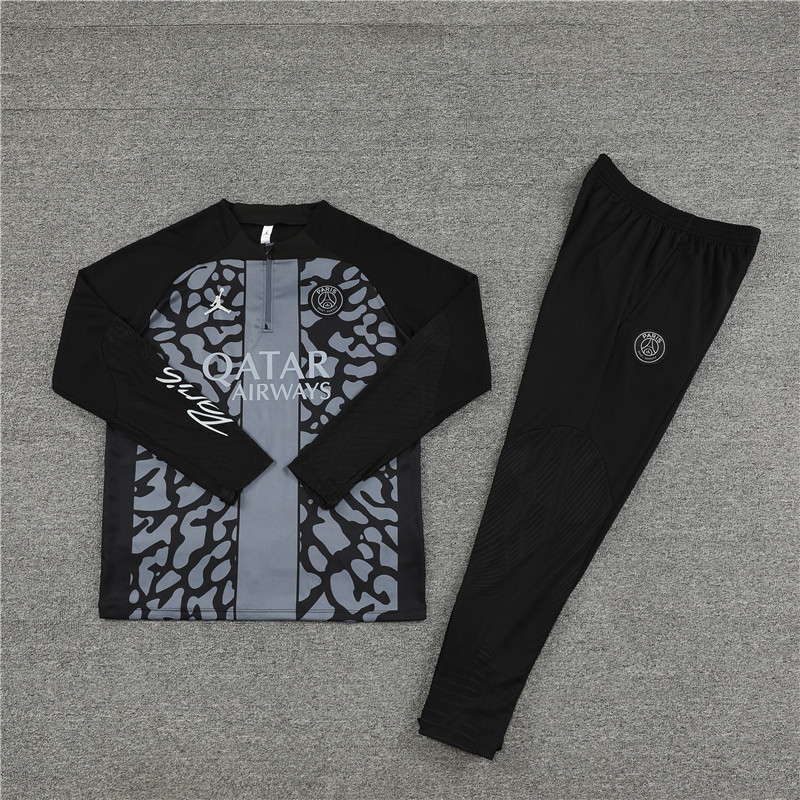 23-24 PS G Jrdan black with grey half zipper sweater tracksuit