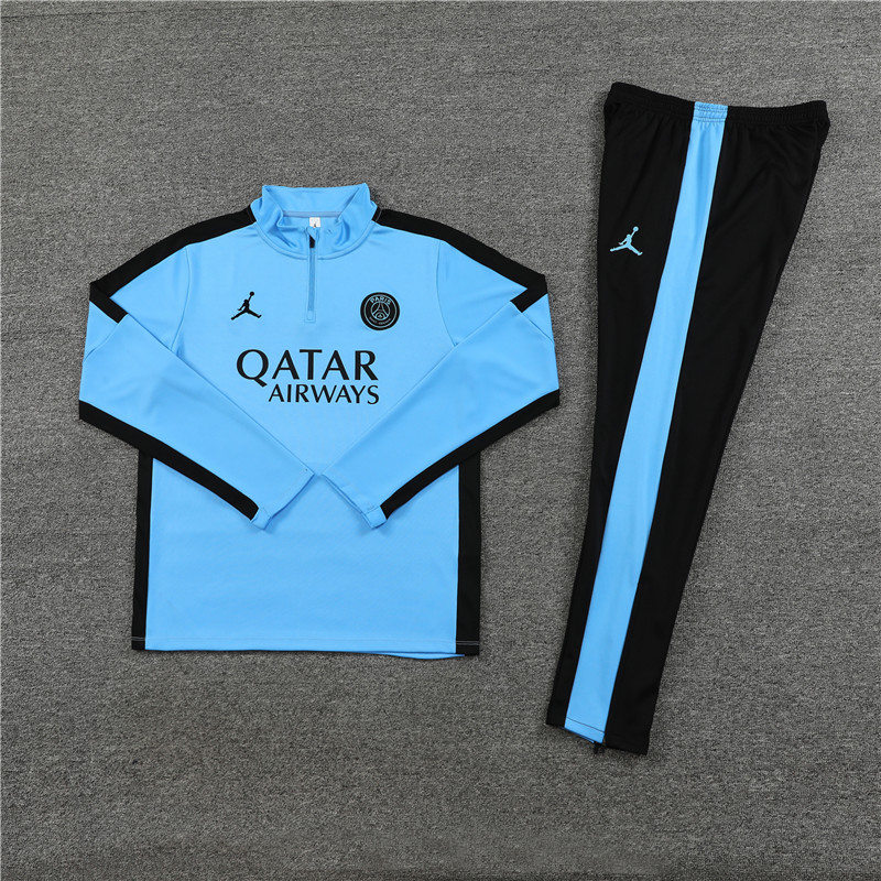 23-24 PS G Jrdan blue with black stripe half zipper sweater tracksuit