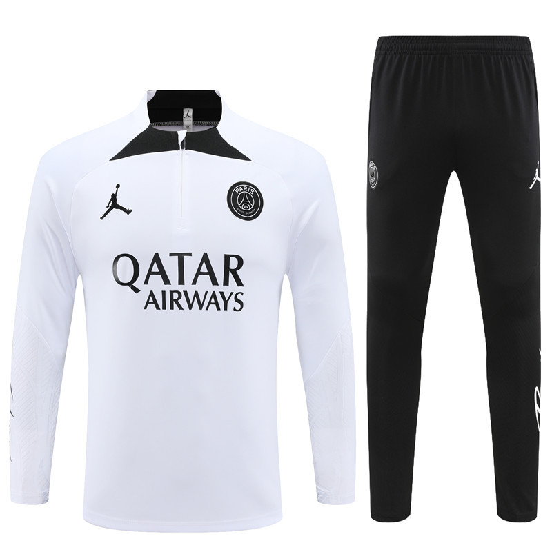 004-106 23-24 PS G Jrdan white with black half zipper training tracksuit