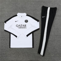 004-112 23-24 PS G white with black stripe half zipper sweater tracksuit
