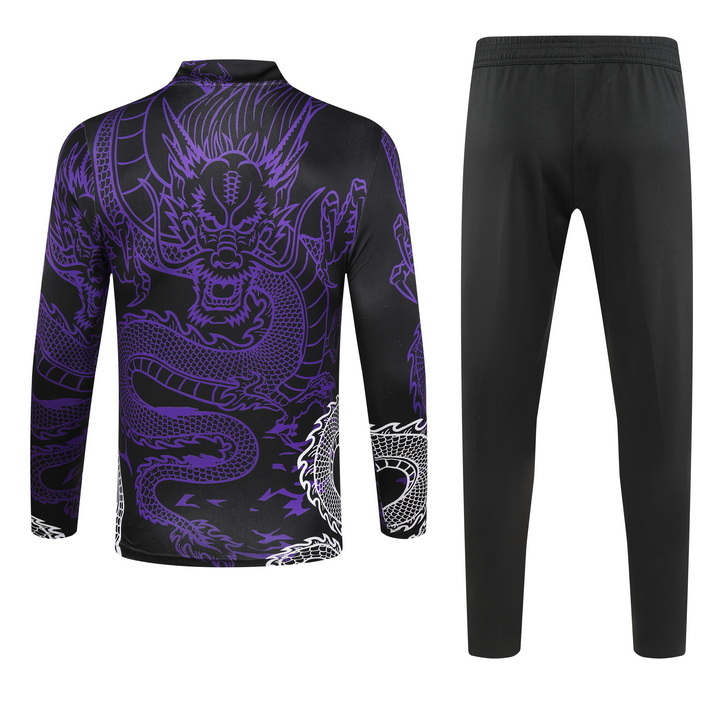 23-24 Real Madrid black with purple dragon half zipper training tracksuit