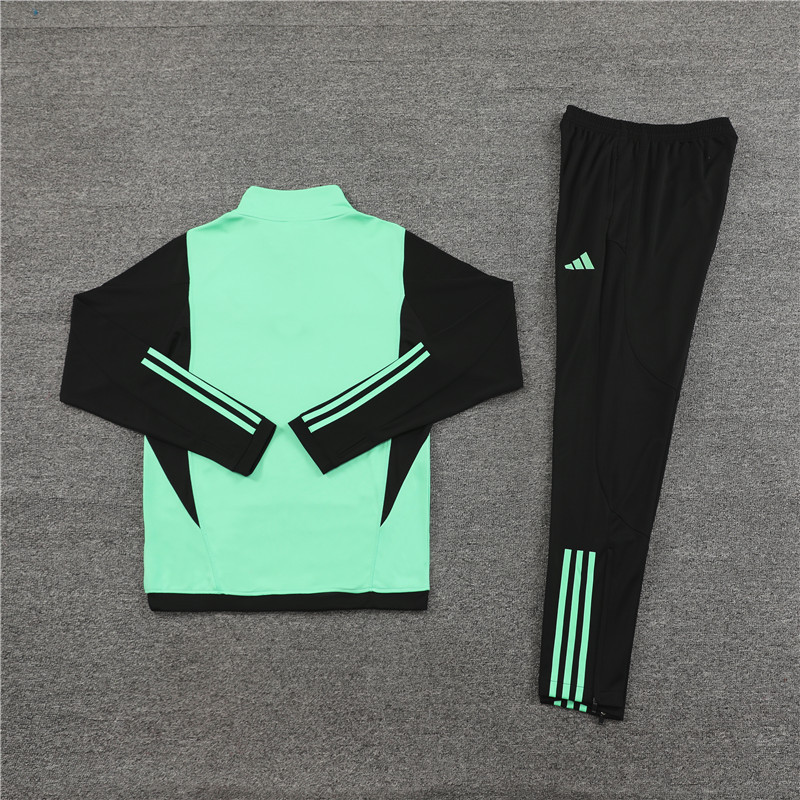 23-24 Real Madrid green with black half zipper training tracksuit