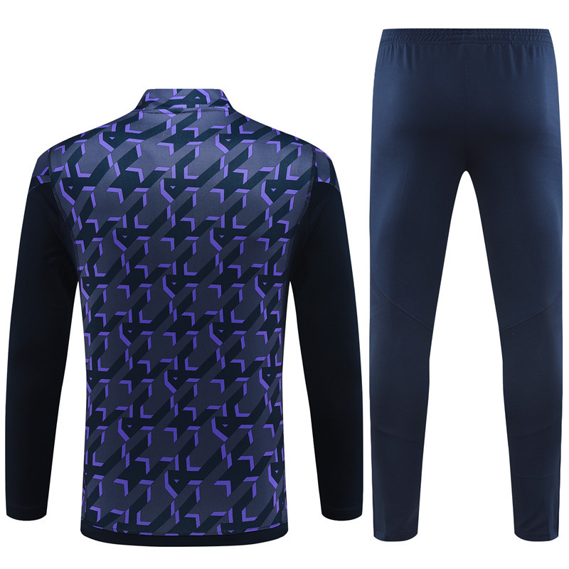 004-122 23-24 Real Madrid navy blue with purple half zipper sweater tracksuit