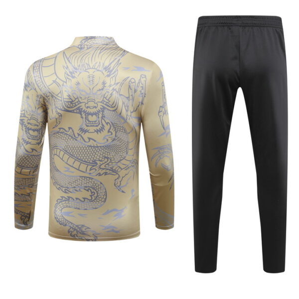 23-24 Real Madrid yellow with dragon half zipper sweater tracksuit - Image 4