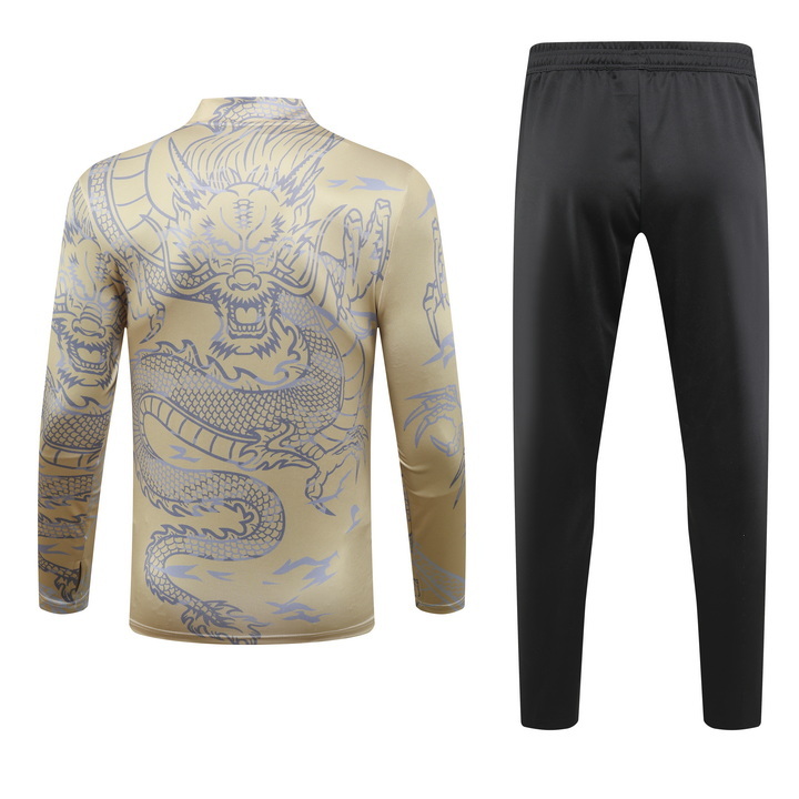 004-123 23-24 Real Madrid yellow with dragon half zipper sweater tracksuit