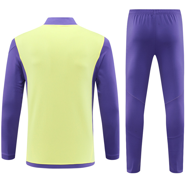 004-124 23-24 Real Madrid yellow with purple half zipper sweater tracksuit