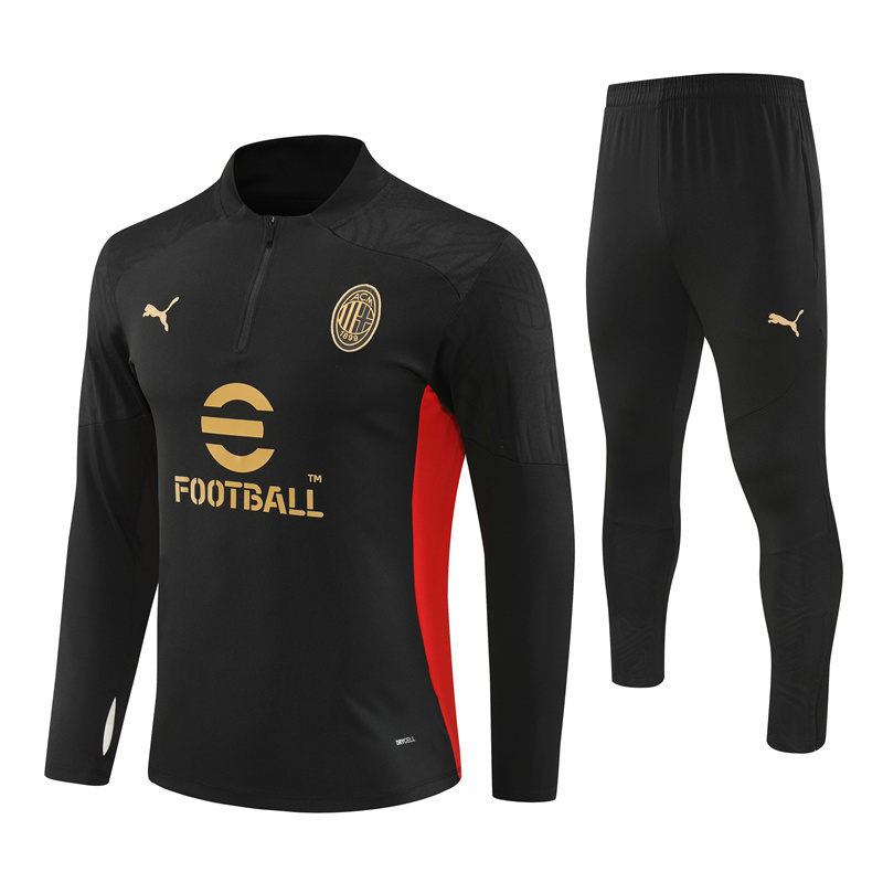 004-127 24-25 AC black with red half zipper training tracksuit