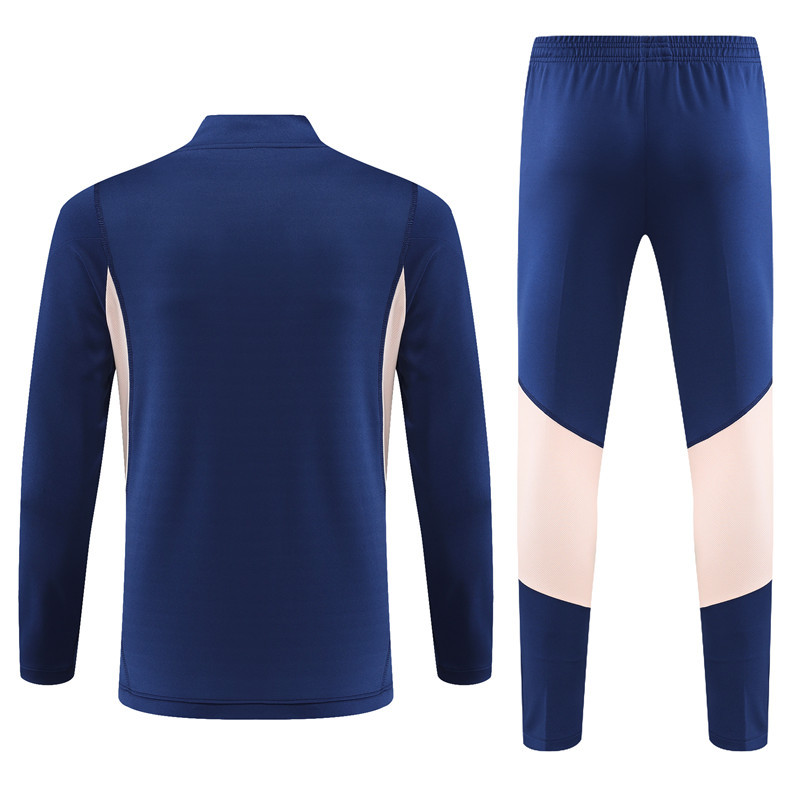 004-13 23-24 Ajax navy blue with pink half zipper sweater tracksuit