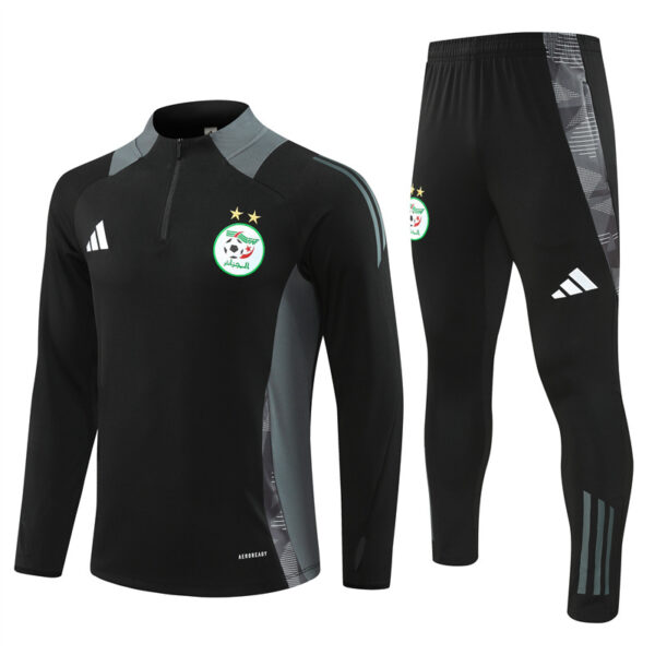 24-25 Algeria black with gray half zipper training tracksuit - Image 4