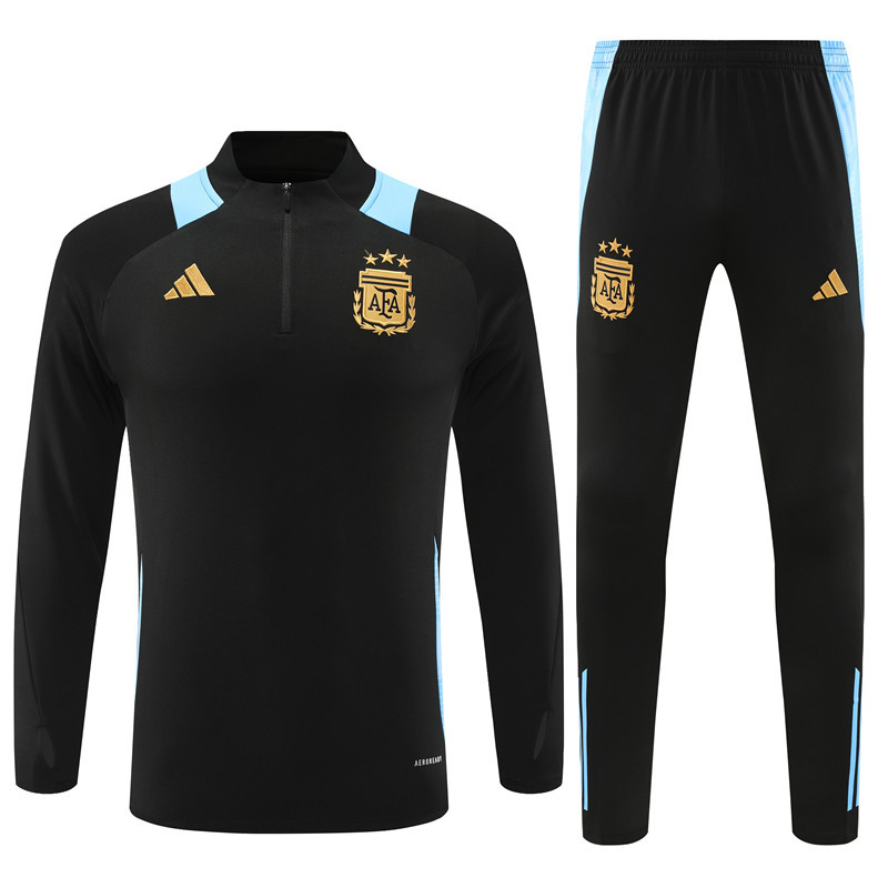 004-133 24-25 Argentina black with blue half zipper training tracksuit