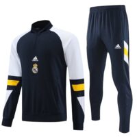 004-14 23-24 Real Madrid navy blue with white half zipper sweater tracksuit