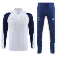 004-14 23-24 Ajax white with blue half zipper sweater tracksuit