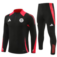 24-25 Bayern black with red half zipper training tracksuit