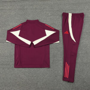 24-25 Bayern dark red with beige half zipper training tracksuit - Image 4