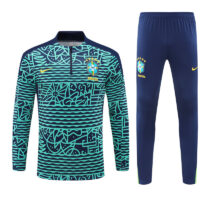 004-144 24-25 Brazil camouflage lake blue half zipper training tracksuit