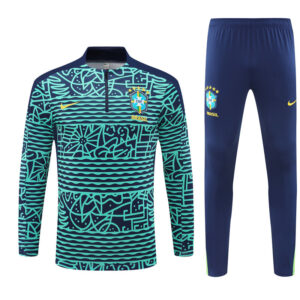 24-25 Brazil camouflage lake blue half zipper training tracksuit - Image 4
