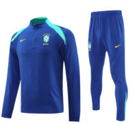 004-145 24-25 Brazil color blue half zipper training tracksuit