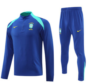 24-25 Brazil color blue half zipper training tracksuit - Image 4