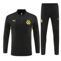 004-151 24-25 Dortmund black with yellow half zipper training tracksuit