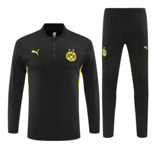 24-25 Dortmund black with yellow half zipper training tracksuit - Image 4