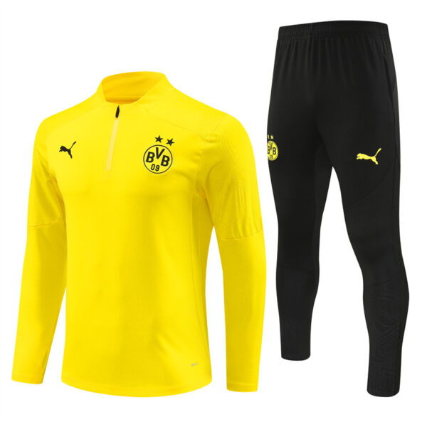 24-25 Dortmund yellow with black pants half zipper training tracksuit - Image 4