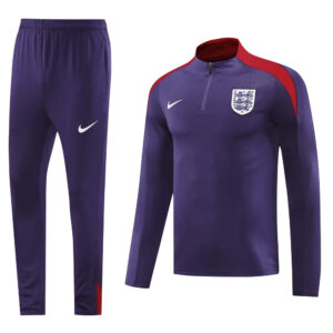 24-25 England purple with red half zipper training tracksuit - Image 4