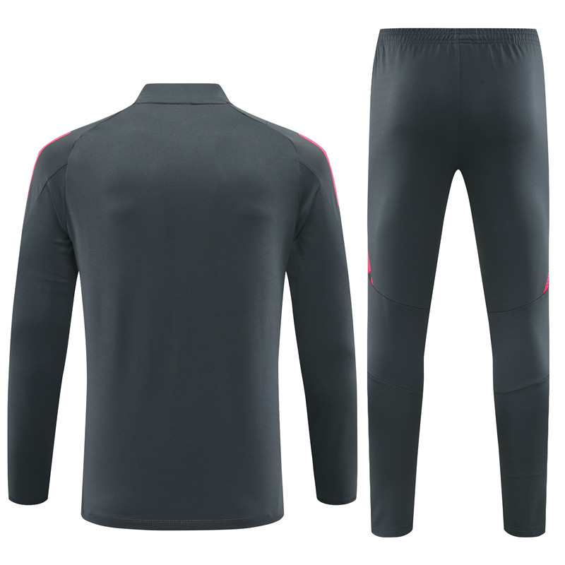 004-156 24-25 Germany dark gray with pink half zipper training tracksuit