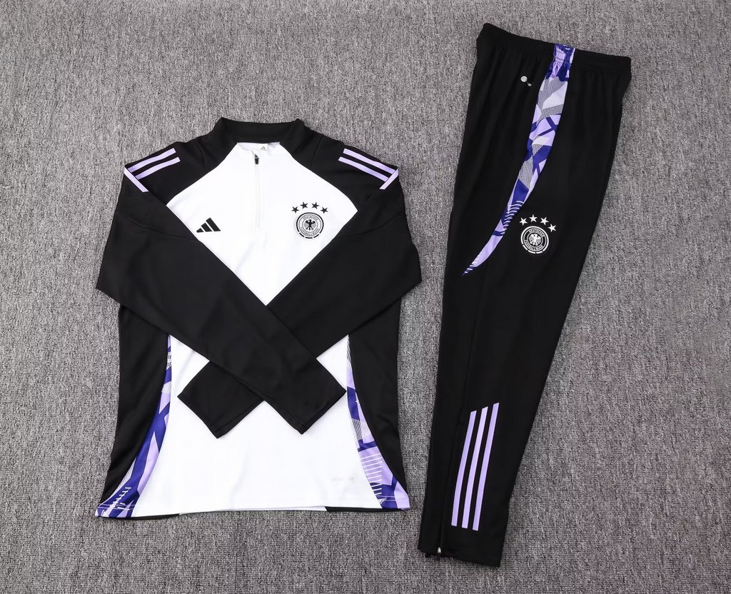 24-25 Germany white with black half zipper training tracksuit