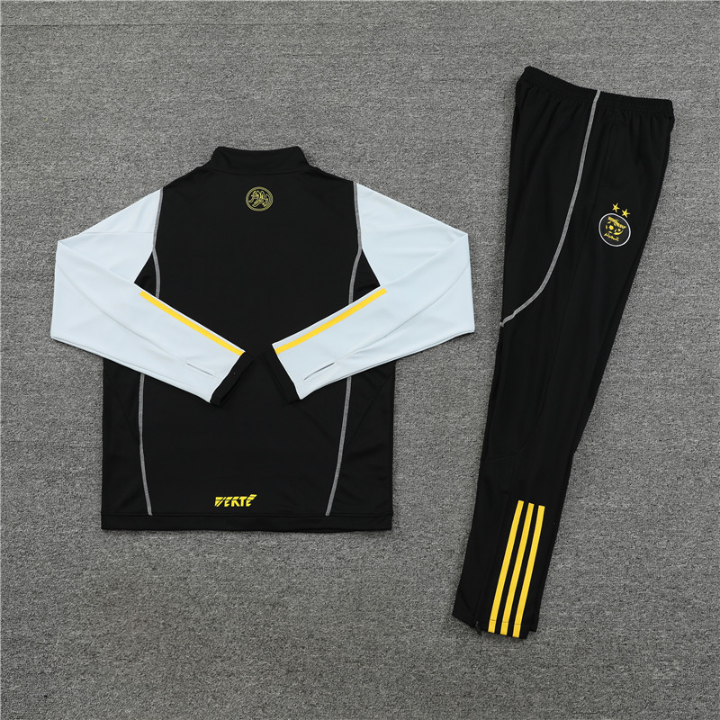 004-16 23-24 Algeria black with white half zipper sweater tracksuit