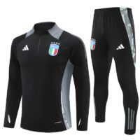 004-160 24-25 Italy black with gray half zipper training tracksuit
