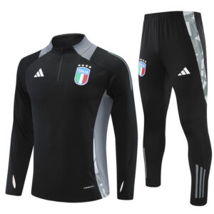 24-25 Italy black with gray half zipper training tracksuit - Image 4