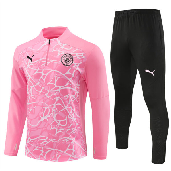 24-25 Man City pink half zipper training tracksuit - Image 4