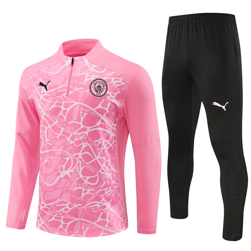 24-25 Man City pink half zipper training tracksuit