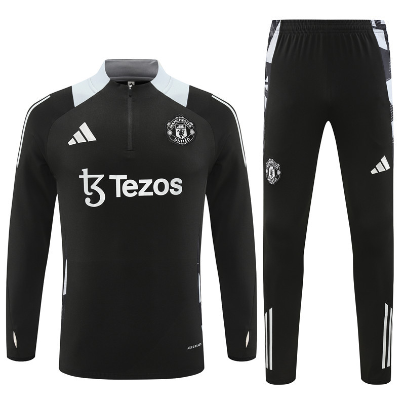24-25 Manud black with gray half zipper training tracksuit