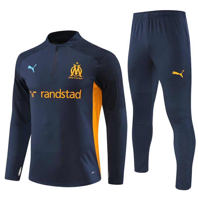 24-25 Marseille navy blue half zipper training tracksuit