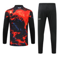 004-188 24-25 Napoli black with orange half zipper training tracksuit