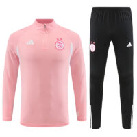 004-19 23-24 Algeria pink with white half zipper sweater tracksuit