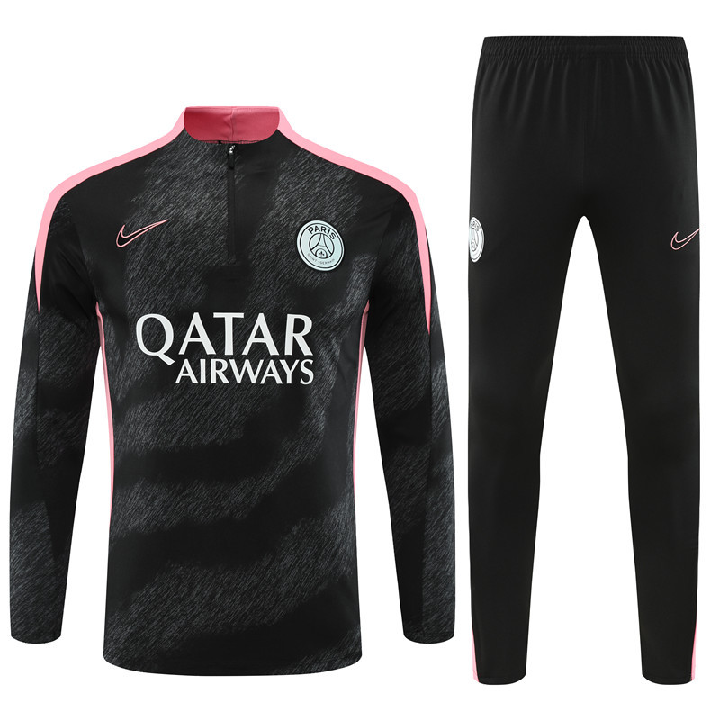 24-25 PS G camouflage black with pink half zipper training tracksuit