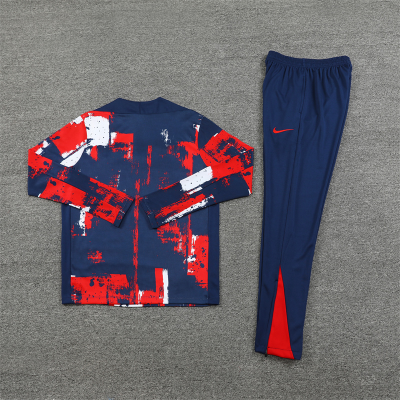 24-25 PS G camouflage navy blue with red half zipper training tracksuit