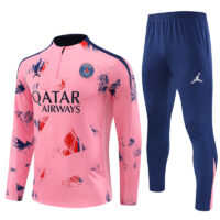 24-25 PS G pink with navy blue half zipper training tracksuit