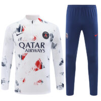 004-196 24-25 PS G white with red and blue stripe half zipper training tracksuit