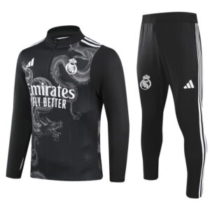 24-25 Real Madrid black with dragon half zipper training tracksuit - Image 4