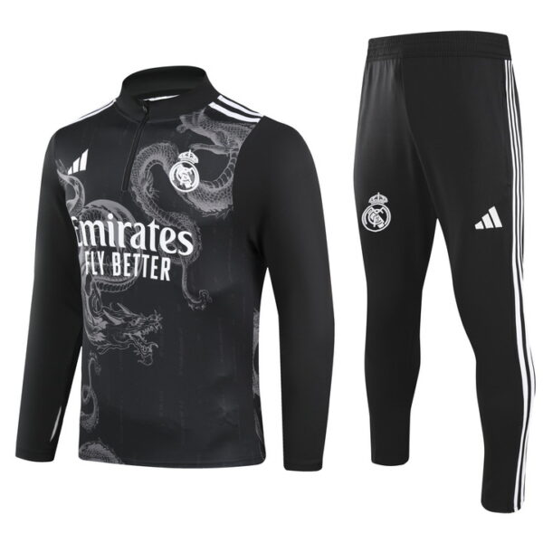 24-25 Real Madrid black with dragon half zipper training tracksuit - Image 4