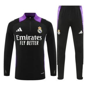 24-25 Real Madrid black with purple half zipper training tracksuit - Image 4