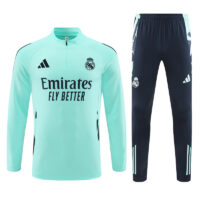 24-25 Real Madrid lake blue with navy blue half zipper training tracksuit