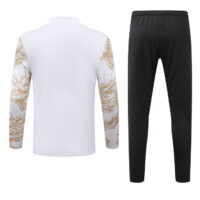24-25 Real Madrid white with gold half zipper training tracksuit