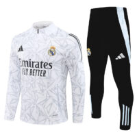 24-25 Real Madrid white with gray half zipper training tracksuit