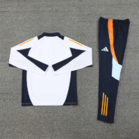 24-25 Real Madrid white with navy blue half zipper training tracksuit