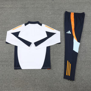24-25 Real Madrid white with navy blue half zipper training tracksuit - Image 4
