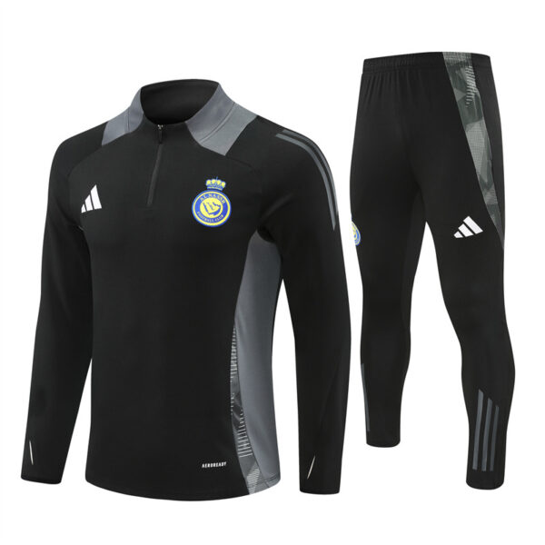 24-25 Riyadh black with gray stripe half zipper sweater tracksuit - Image 4